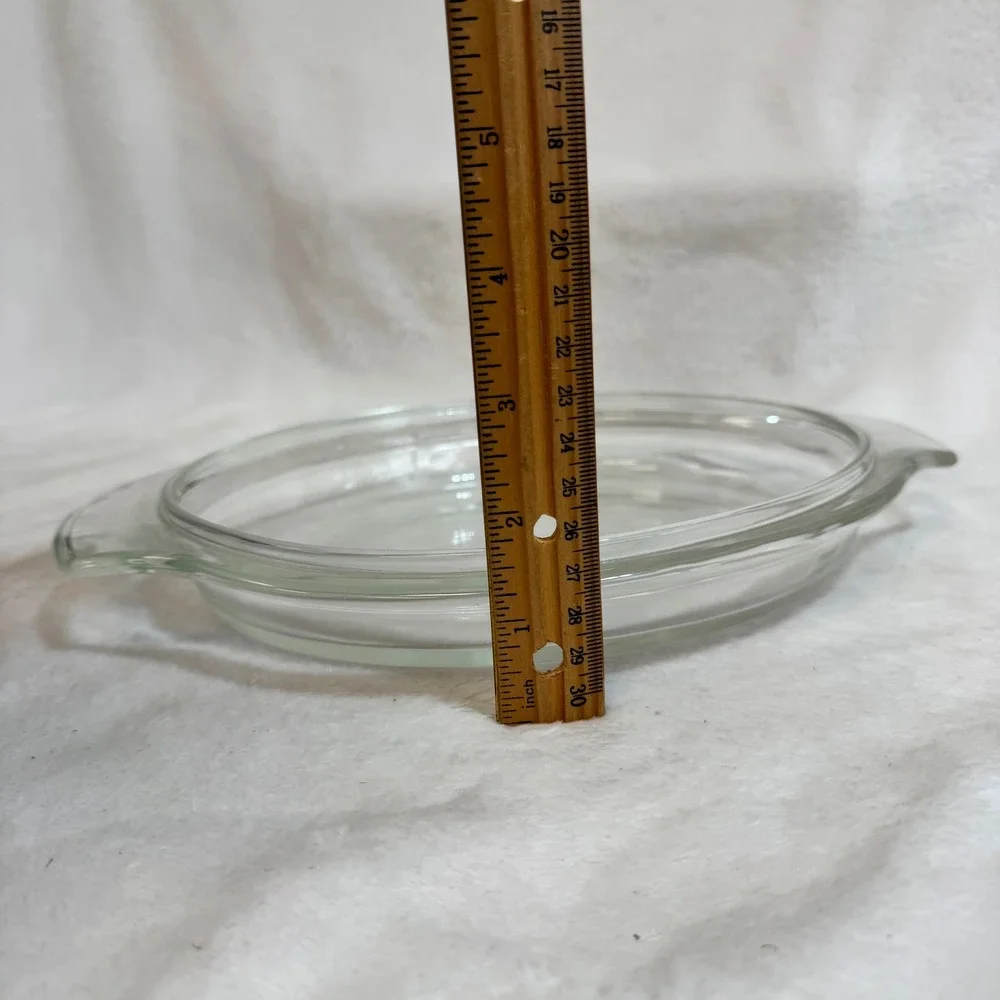Clear Glass Oval Baking Dish Replacement Lid Or‎ Pie Plate Handle Fire King